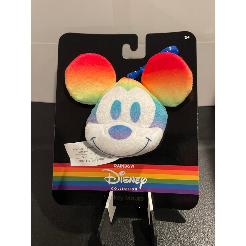 Disney Rainbow Collection Mickey Mouse Plush Clip On Keychain Pride 2021 NIP
